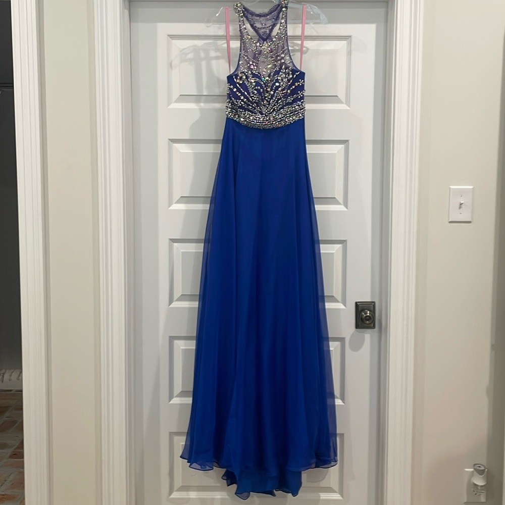 Royal blue dress with jewel top